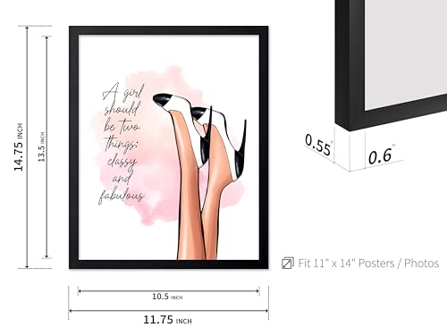 Image of Poster Master Classy And Fabulous Poster - Fashion Print - Positive Quote Art - Trendy Art - Modern Art - Gift for Women & Fashionista - Wall Decor for Bedroom or Girl's Room, 11x14 Black Framed