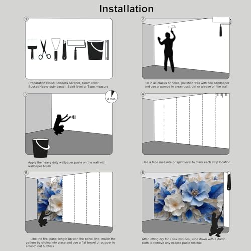 Murales azul blanco de 150x105 cm para ampliar visualmente estancias pequeñas 8