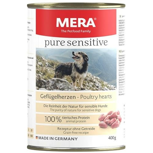 MERA Dog Pure Sensitive Meat Geflügelherzen 400g-Dose (Menge: 6 je Bestelleinheit)