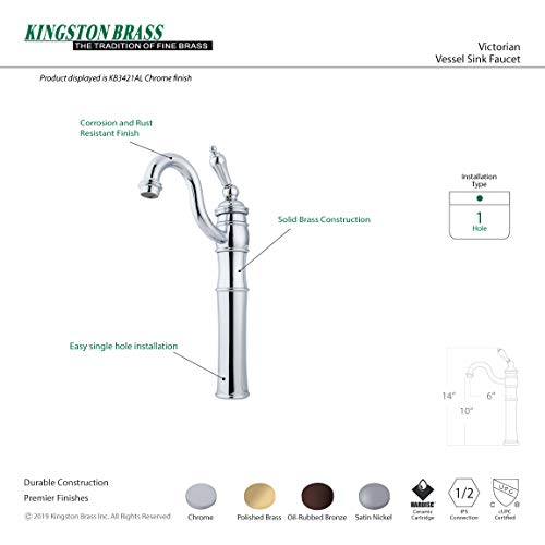 Kingston Brass Kb3422Al Victorian Vessel Sink Faucet, 6-1/8", Polished Brass #TOP2