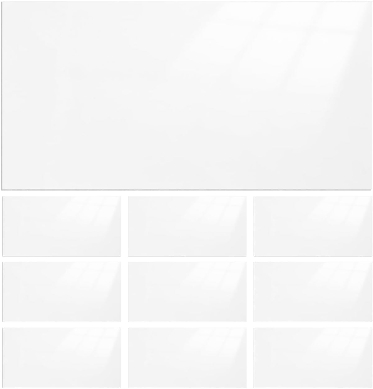 POPETPOP Wall Sticker Marble Wallpaper: 10pcs Wall Tiles Peel and Stick Waterproof for Kitchens and Bathrooms, Self Adhesive and Removable, 23.62 X 11.81 Inch (White)