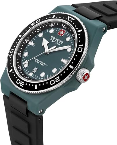 Image of Swiss Military Hanowa SMWGN0001185 - Swiss Made Round Green Watch for Men