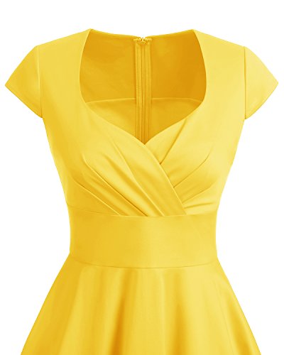 Bbonlinedress Yellow Vintage Summer Dress 1950S Formal Cocktail Party Women Short Retro Rockabilly Swing Dress Yellow M #TOP3