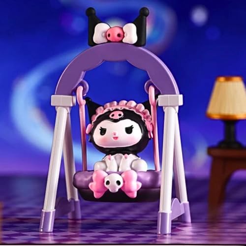 Image of FUNFOB Kuromi Action Figure Height -10cm Collectible for Anime Fans PVC Multicolour | Kuro Swing - Sitting