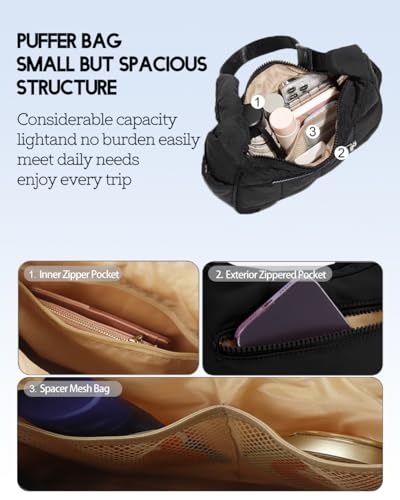 Small Crescent Puffer Purse Shoulder Bag for Women Nylon Quilted Purses Bag Adjustable Shoulder Strap Puffy bag3