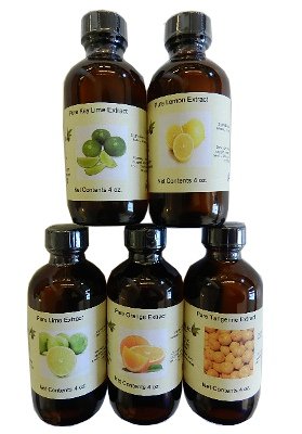 OliveNation Set of 5 Citrus Extracts - Set of 5 x 4 ounces bottles - lemon, lime, key lime, orange, tangerine - baking-extracts-and-flavorings