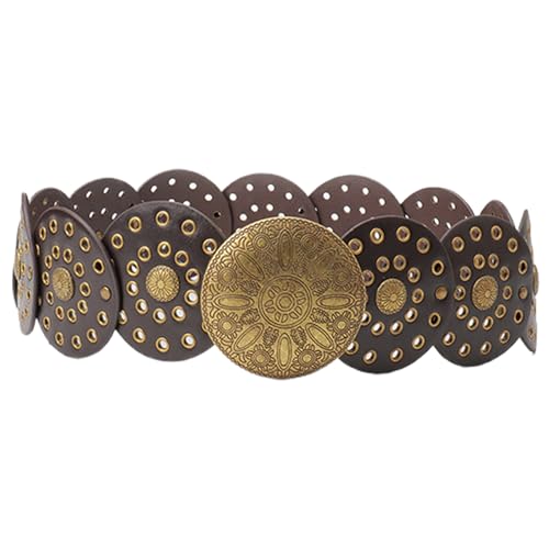 Cowgirl Belts for Women Western Belt Vintage Boho Cowgirl Belt PU Leather Chunky Belt for Skirts Pants Dress Cowgirl Accessories for Women 39.4x3.5.3