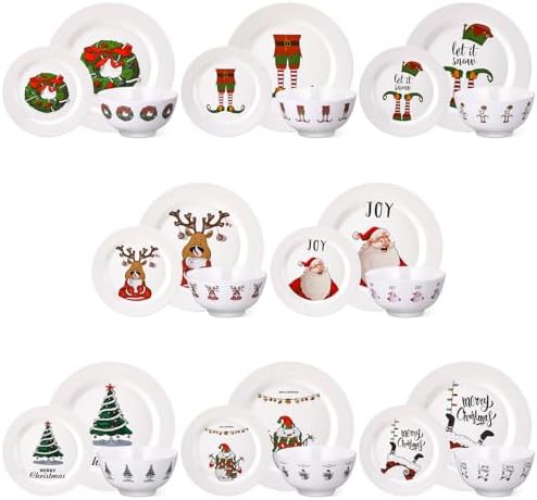 24 Pcs Christmas Melamine Dinnerware Set Service for 8 Guest, 10"...