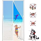 Magnet Fliegengitter Tür Insektenschutz, 100x200cm, Anpassbare, Türvorhang, Magnet Vorhang Fliegenvorhang Moskitonetz für Balkontür Wohnzimmer Terrassentür, Weiß