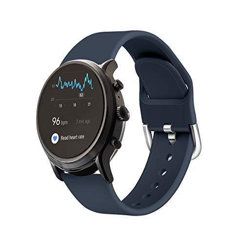 Qiyiguo Compatible for Samsung Galaxy Watch 3 45mm /Galaxy Watch 46mm Band, Replacement 22mm Solid Color Watch Band for Fossil Men's Gen 5 Smartwatch (Julianna/Carlyle/Garrett)/ Gen 5E- Navy(S)
