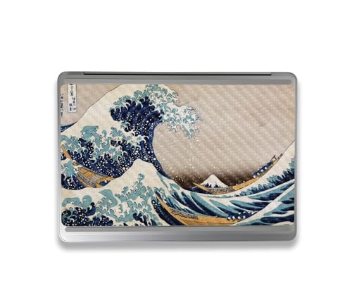 Image of MightySkins Carbon Fiber Skin Compatible with Microsoft Surface Laptop Studio 2 (2023) Full Wrap Kit - Great Wave of Kanagawa | Protective, Durable Textured Carbon Fiber Finish | Made in The USA
