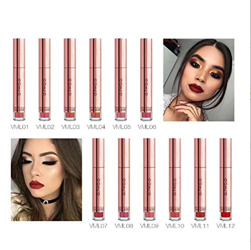 HonHe 12 Color Matte Liquid Lipsticks, Long Lasting Waterproof, Velvety Liquid Lipstick Makeup (VML08 Rose Plum Powder), 1x1x11cm - Image 3