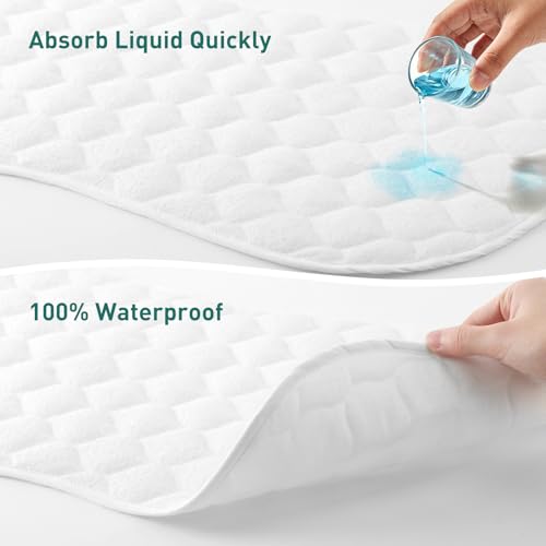 Organic Quilted Thicker Baby Changing Pad Liners 3 Pack Waterproof, Soft & Warm On Baby's Back, Absorbent, Non-Slip, Machine Washable Reusable Diaper Change Mats Liners Fits Peanut Changing Table Pads by Knirose - Image 4
