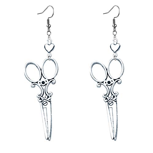 coadipress Gothic Scissors Dangle Drop Earrings for Women Girls Fashion Silver Punk Unique Heart Shears Earrings Jewelry Gifts for Hairdresser (Scissors)