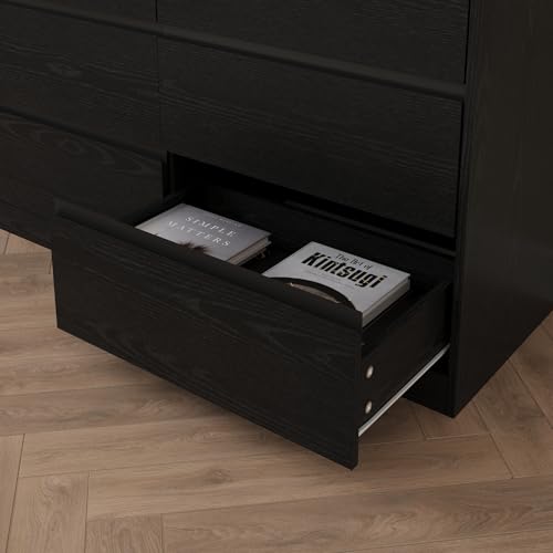 Image of Bobve 70.9 inch Dresser for Bedroom with 9 Drawers, Large Modern Chest of Drawers with Deep Drawers, Wide Double Dresser Handle Free, Storage Organizer for Bedroom, Living Room, Hallway (Black)