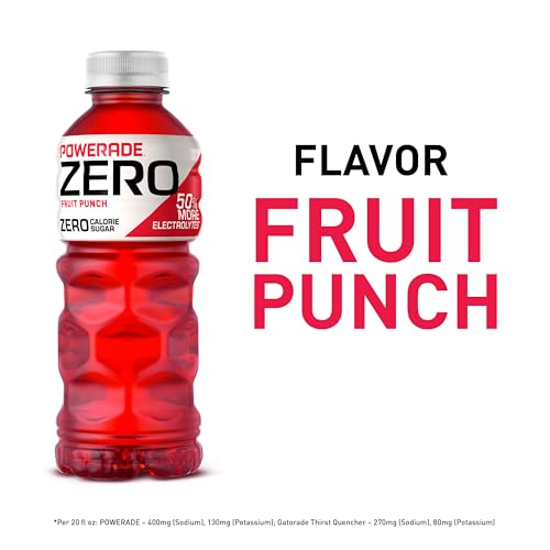 Image of POWERADE ZERO Fruit Punch, 20 fl oz, 8 Pack | Sugar-free Sport Beverage Enhanced with Electrolytes | 50% More Electrolytes vs. the Leading Sports Drink (per 12oz serving)*