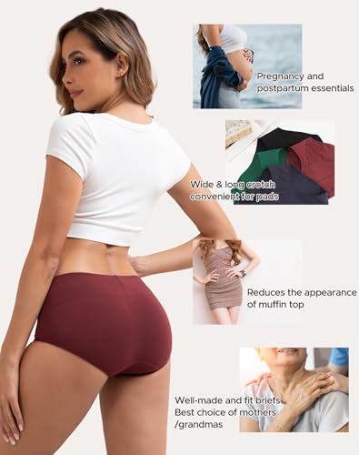 INNERSY Women's Cotton Underwear High Waist Ladies Briefs Full Coverage Panties 4-Pack4