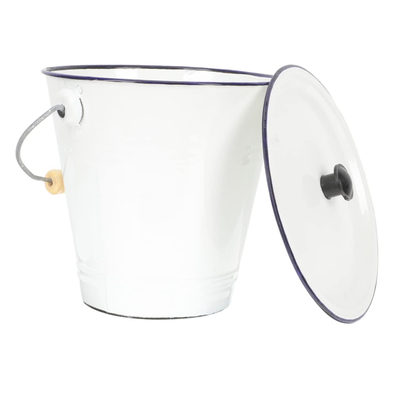 CIYODO Milk Can Storage Container Lid Vintage Enamel Bucket Metal Bucket for Kennels