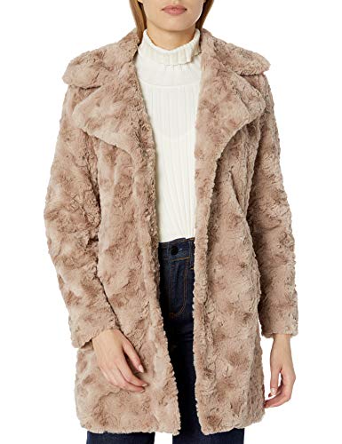 Kenneth Cole New York Women's Notch Collar Textured Faux Fur, Truffle, X-Large