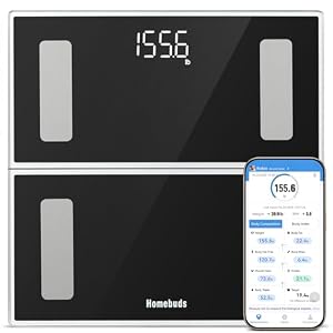 Homebuds HB917 Digitale Personenwaage mit Körperfettanalyse Schwarz