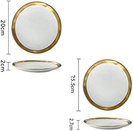 Miniatura 4 de DEPILA Platos de cerámica de postre plato de carne de restaurante plato de postre plato de ensalada plato de cerámica retro blanco mate dorado