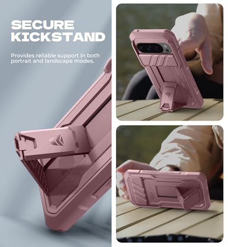 Coque Google Pixel 10 Dexnor robuste avec protège-écran et support Rose - 5