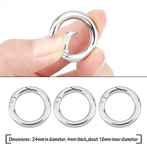 Unicraftale 4Pcs 24Mm Key Ring Spring Gate Rings Stainless Steel Spring Ring Clasps Closed Ring Clasps O Rings Clasp Connector Findings For Diy Jewelry Making, Stainless Steel Color, Inner Dia 16Mm #TOP2