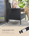 SONGMICS Meubles de patio, PE Fauteuil de jardin Rattan, Fauteuil avec table, Canapé, Meubles de jardin extérieur, avec coussins, pour Terrasse, Balcon, Noir et Taupe UGGF022B02