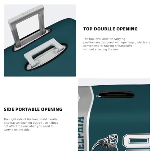 Image of Custom Football Luggage Cover Personalized Philadelphia Suitcase Cover with Name Number Customized Washable Elastic Sports Travel Suitcase Protector for Business Vacation Gifts