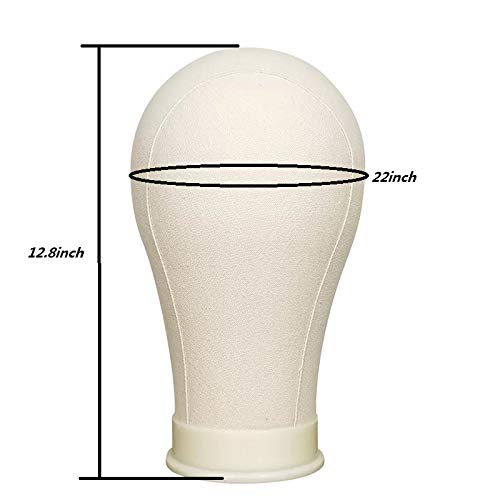 21-24"canvas block head wig display and styling mannequin head with t-pin and clip vertical styling head wig cap with canvas head (24inch)