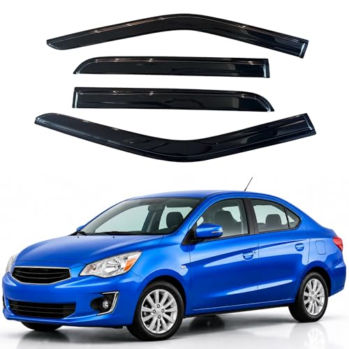 Image of IG Window Visors Fit for 2014-2022 Mitsubishi Mirage Sedan, Out-Channel Rain Guards Vent Wind Deflectors 4PC, Car Accessories for 14-22 Mirage Sedan (Excludes Hatchback)