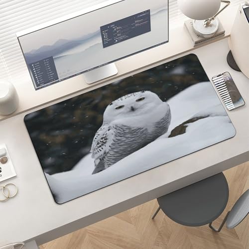 Tapete de escritorio Snow Owl grande de caucho antideslizante miniatura 6