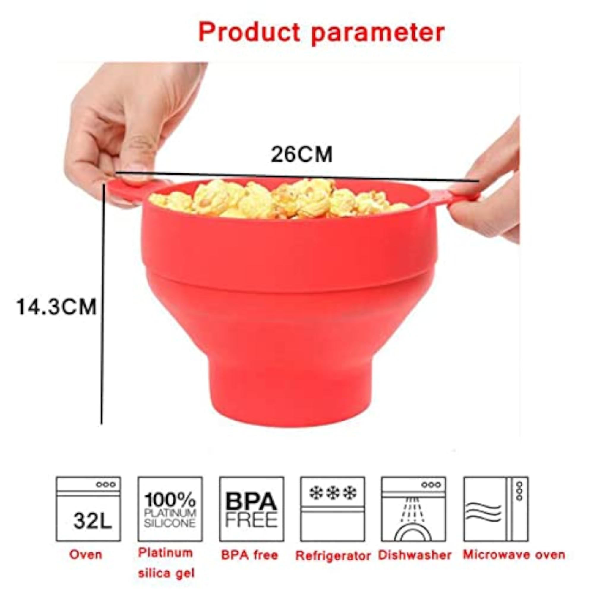 Microwave Popcorn Maker Collapsible Silicone Bowl Container