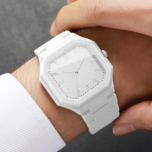 Image of Shocknshop Minimalist Creative Square Analog Casual Plastic Chain Strap Wrist Watch for Men Boys -WCH382