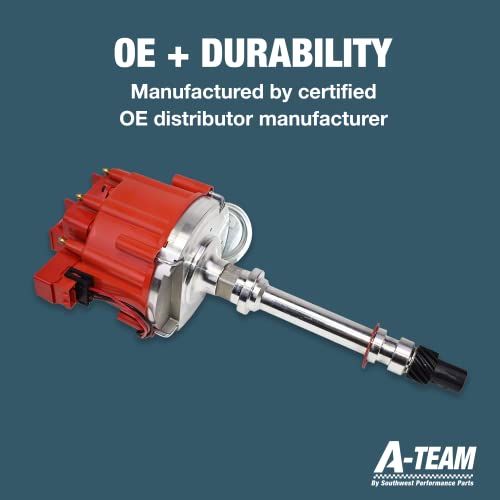A-Team Performance - Hei Distributor 65K Coil 7500 Rpm V8 - Compatible With Gm Gmc Small Block Sbc Big Block Bbc 262 265 267 283 302 305 307 327 350 383 400 396 427 454 Red Cap #TOP4