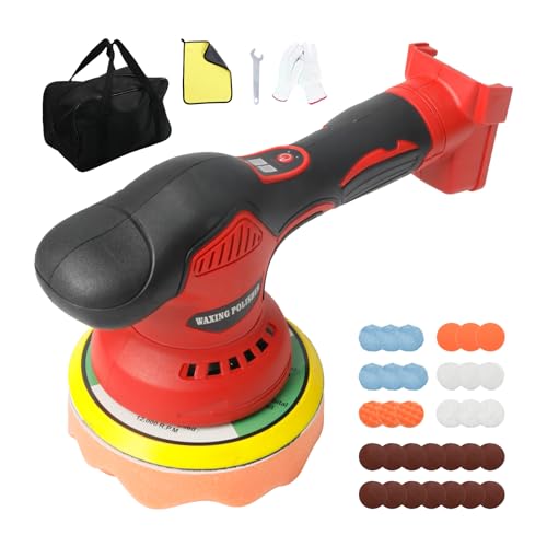 luolety Cordless Car Buffer Polisher for Milwaukee, 6 Inch Brushless Car Polishing Machine Kit, 8 Variable Speed 5500RPM Orbital Polisher for Auto Detailing Waxing Scratch Removing (No Battery)
