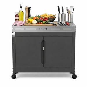 barbecook Premium Buddy Outdoor grilltisch mit stauraum und integrierter Flaschenöffner für Gasgrill, 84 x 46 x 90 cm