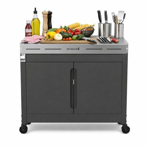 barbecook Premium Buddy Outdoor grilltisch mit stauraum und integrierter Flaschenöffner für Gasgrill, 84 x 46 x 90 cm