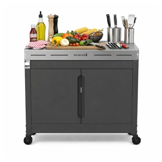 barbecook Premium Buddy Outdoor grilltisch mit stauraum und integrierter Flaschenöffner für Gasgrill, 84 x 46 x 90 cm