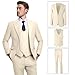 Men's Suit Formal Wedding Slim Fit 3 Piece Tuxedo Groom Suits Double Breasted Suit Men Business Blazer Vest Pants Set Cream Medium