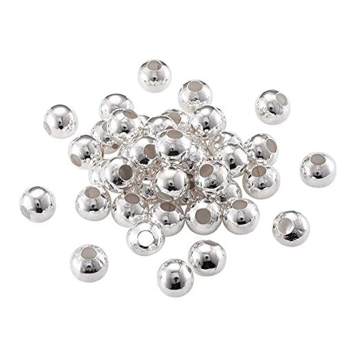 Craftdady 100 cuentas espaciadoras redondas de metal chapado en plata, 8 mm, pequeñas y lisas Rondelle, cuentas sueltas para hacer joyas, agujero de 3 mm