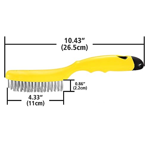 Chanharm Stainless Steel Wire Brush 2 Pcs, 79 Bundles of bristles, 10.5" Plastic Contoured Handle, Heavy Duty Scratch for Cleaning Rust Dirt Before Welding, Dust and Paint Scrubbing (LWH-2SP) — view 2