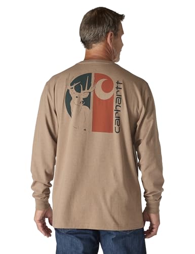 Carhartt Mens Loose Fit Heavyweight Long-Sleeve Pocket Deer Graphic T-Shirt