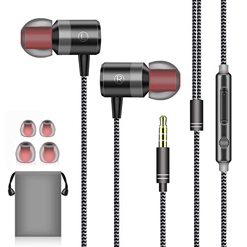 ZJXD Earphones In Ear Headphones Earphones Wired Earbuds Noise Isolating Headset With Microphone remote sound control Compatible With iPhone Samsung Huawei Android Smartphones Tablets and more(1 Pack)
