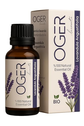 OGER Bio Lavendelöl [100% NATURREIN] Lavandula Angustifolia - Ätherisches Öl Bio - Duftöl Lavendel für Aromatherapie 20ML-1Stück