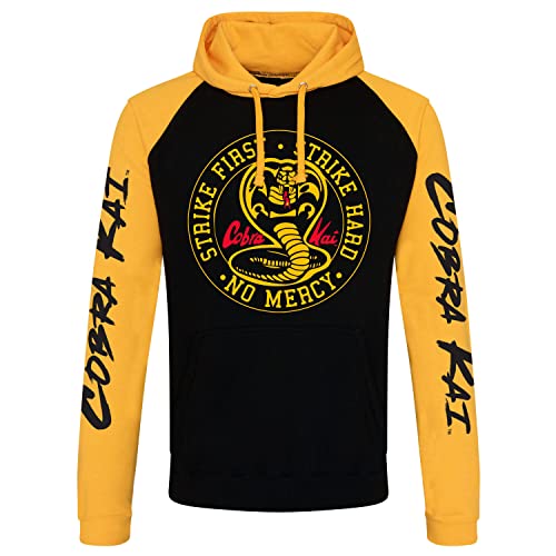 Cobra Kai Licenciado Oficialmente Baseball Sudaderas con Capucha (Negro-Amarillo), Small