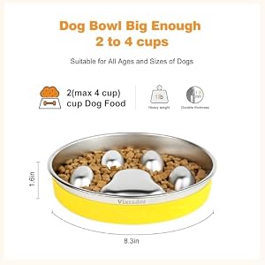 Slow Feeder Dog Bowls Stainless Steel, New Version Yellow Non-Slip Dog Slow Feeder Bowl,Dog Bowl Slow Feeder for Dog,Slow Down Eating Dog Bowl for Fast Eaters Slow Feeder Dog Bowls Stainless Steel, New Version Yellow Non-Slip Dog Slow Feeder Bowl,Dog Bowl Slow Feeder for Dog,Slow Down Eating Dog Bowl for Fast Eaters