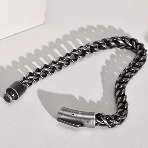 Jude Jewelers Stainless Steel Retro Vintage Chain Style Classic Plain Biker Party Strand Bracelet (Grey) #TOP2