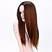 Ombre Synthetic Wigs Brown Natural Looking 2 Tone Black Roots Long Straight Dark Brown Wig Heat Resistant Wigs with Wig Cap (Brown)