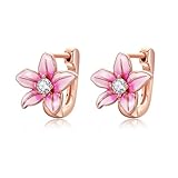 CUPENDA Pendientes de plata de ley 925 con diseño de lirio rosa, diseño de flor de lirio rosa, joyería para el día de San Valentín, para mujeres y